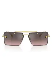 Versace 60mm Gradient Rectangular Sunglasses in Gold at Nordstrom One Size