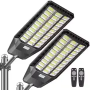 480000 Lumens Solar Powered Black Motion Sensor Dusk to Dawn LED Flood Light 2pk