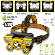 1200000lm Super Bright LED Headlamp USB Rechargeable Headlight Flashlight Torch