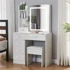 Artiss Dressing Table Stool Set Slide Mirror Makeup Vanity Desk Chair Drawer