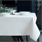 Organic Cotton Tablecloth for Dining Party/Kitchen; Easy-Care Washable Protective Heavyweight Fabric; Eco-Friendly Durable Material Table Cloth for Your Home Decoration (White, 142 x 142cm)