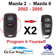 2 MAZDA 2 6 REMOTES KEY LESS ENTRY FOB 2002 2003 2004 2005 NEW DESIGN 41803