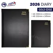 2026 Diary Gold Edge A4 / A5 / Week To View / Day To View Black Office Planner