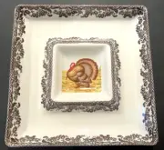 Spode Woodland Turkey Chip Dip Plate Platter Serving Tray Thanksgiving Christmas