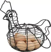Black Metal Wire Chicken Design Egg Basket/Decorative Kitchen Storage Baskets