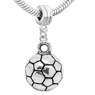 Football Charm Dangle European Bead Compatible for Most European Snake Chain Bra
