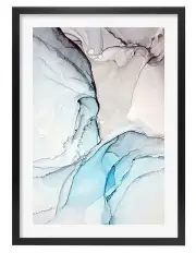[Profile Australia] Australian Made Blue & Black Abstract Ink 2 Art Print A1 Frame in Black