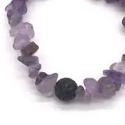 Lava Rock & Amethyst Gemstone Beaded Stretch Bracelet Handmade in the USA - NEW