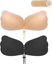 [Apriddeo] 2024 Newest Super Sticky Strapless Bra Adhesive Push Up Bras Invisible Reusable Lift Up Bra 2 Pairs