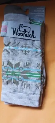 Woolrich socks large l lg snowflake nordic oatmeal merino lambswool wool women