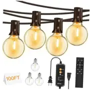 Smart Outdoor String Lights with Remote/Dimmer, 50+3 LED Bulbs Connectable