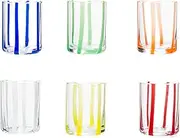 H&H Set of 6 Coloured Venetian Glasses Cl36