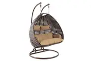 King size Hanging Egg Chair Double Seat Luxury model- Brown Basket & Brown Cushion