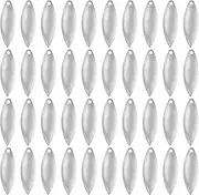 uxcell Fishing Lure Blades, 40 Pack 1.2" x 0.4" Fishing Spinner Baits Willowleaf Lure Spinner Lure Making Part with Plastic Storage Box for Bait Fishing Accessories, Silver Tone