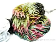 Multi Tourmaline 3-3.5mm Micro Faceted Rondelle Gemstone Beads 7" str