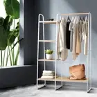 Metal Clothes Rack Garment Storage Hanger Stand Hanging Rail 4 Tier Wood Shelf