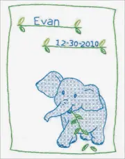 Stamped White Sampler 8"X10" Elephant