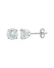 Rina Limor Silver 2.30 ct. tw. Aquamarine Solitaire Studs