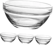 FUNNETOYU 4Pcs Stackable Glass Bowls Dessert and Pudding Bowls for Home Use for Rice Noodles and Seasonings Kitchenware with Elegant Design