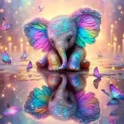 Semneroy Cute Elephant 5D Diamond Art Painting Kits for Adult Beginners,Colorful Butterfly Diamond Art Kits,Full Drill Paint with Diamond Dot Gem Art Animal Painting for Home Decor 12x16 inch