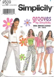 Uncut Simplicity Sewing Pattern 9509 Juniors Loungewear Pants Shorts 11/12-15/16