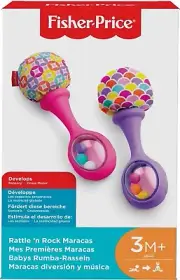 Fisher-Price Baby Newborn Toys Rattle 'n 2 Count (Pack of 1), Pink/Purple