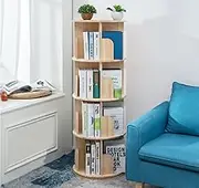 Rotating Bookshelf 360 Display 4 Tier Floor Standing Bookcase Storage Rack Shelf for Kids&Adults Solid Wood Bookshelf Shelves Organizer