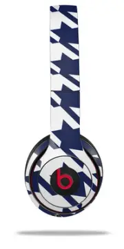 Skin Wrap for Beats Solo Wireless 2 3 4 Houndstooth Navy Blue SKIN ONLY
