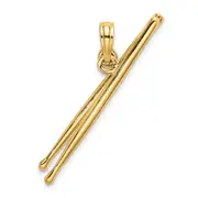 14k Yellow Gold 3-D Moveable Drum Sticks Charm