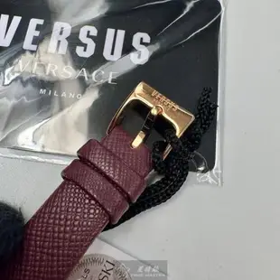 VERSUS VERSACE 凡賽斯女錶 36mm 玫瑰金圓形精鋼錶殼 酒紅色簡約, 中二針顯示錶面款 VV00375