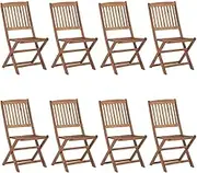 VRAXO Folding Outdoor Chairs 8 pcs Solid Acacia Wood -46.4KG,3074939