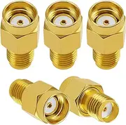 5pcs RP-SMA Male to SMA Female Adapter, KUOQIY SMA Coaxial Adapter Converter, SMA Adapter Coaxial Connector for WiFi Antenna, FPV, Glasses, Router