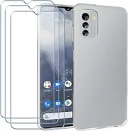 Case for Nokia G60 5G + [3 Pack] Screen Protector,Electro-weideworld Ultra Thin Clear Shockproof Soft Silicone TPU Phone Case Cover for Nokia G60 5G