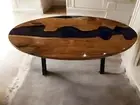 Black Walnut Epoxy Oval Table Top – Versatile for Dining, Coffee, or Office Use