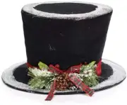 Black Fabric Festive Top Hat Christmas Tree Topper