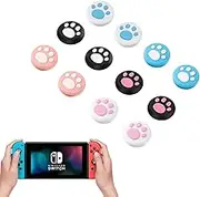 12Pcs Cat Paw Thumb Grips for Nintendo Switch - Soft Silicone Joystick Covers Compatible with Switch/Lite/Joy-Con (Cute Claw Design) - Switch Accessories