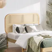 Furb Queen Size Rattan Bed Headboard Bohemian Style Bed Head Frame Base Bedroom Furniture Natural
