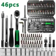 46pcs Socket Set Car Repair Tool Ratchet Torque Wrench Combo Auto Repairing Set