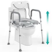 Raised Toilet Seat with Handles (400lb) - Adjustable 3 in 1 Commode Chair for...