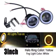 3" Car Projector LED Fog Light Lamp Round Yellow Halo Angel Eye Ring Bulbs 2pcs (for: Volkswagen)