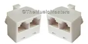 2X CAT5 Network Cable Cord Wire Outlet SPLITTER RJ-45 Dual 2-Way Connector VWLTW