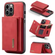 Red iPhone 15 Pro DG.Ming M2 Magnetic Detachable Mini Wallet Case