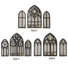 3Pcs Gothic Mirrors Wall Decor,Decorative Arched Wall Mirrors,Baroque Style Wall