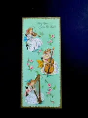 1 VTG Get Well Greeting Card 3 Lovely Young Ladies Playing Different Interments