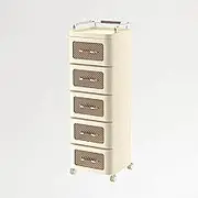 GUAWJRZDP Drawer Chest, Multi-Function Chest of Drawers, Movable Storage Cabinet, Drawers Organizer Storage with Glass Door, Plastic Drawer Chest for Living Room, Hallway(5-Tier)