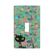Black Cat Spring Flowers Light Switch Cover Plates Decorative Single Toggle W...