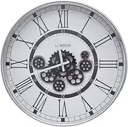 Quartz Wall Clock, Large Industrial Wind Gear Garden Clocks Outdoor Waterproof Iron Ornaments Outside Clock Outdoor Wall Clock