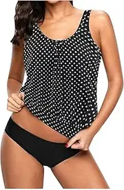 [Generic] Swimsuits for Women with Shorts Bottoms Set Swimsuits Piece Swimdress Plus Strappy Back Women Print Size Two Swimwears Tankinis Sets Galaxy Top & Skirt