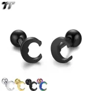 TT Surgical Steel Initial Letter C Ear Cartilage Tragus Earrings (TR77C) NEW