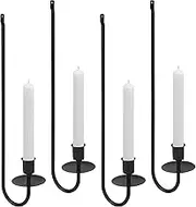 Set of 4 Wall Candle Sconce Holder Black Candle Holders Metal Hanging Wall Decoration Wall Mounted Candle Holder Simple and Elegant Style Home Decor for Living Room Dining Room